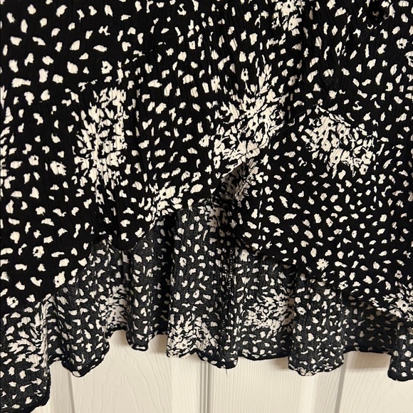 Knox Rose Floral Spotted Black White Rayon Midi Skirt Scalloped Hem Size XXL - Picture 4 of 9
